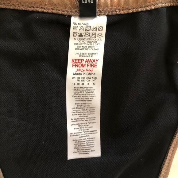 Pretty Little Things Brown Shimmer Tie Side Tanga Bikini Bottoms Size 8 - Picture 9 of 15